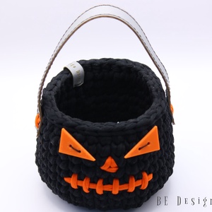 Horgolt halloween kosár - otthon & életmód - dekoráció - halloween - halloweeni dekoráció - Meska.hu