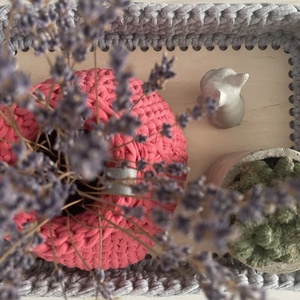 Horgolt tálca textilbőr fogantyúval, Otthon & Életmód, Konyhafelszerelés, tálalás, Tálalás, Tálca, , MESKA