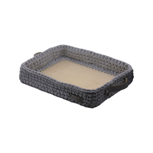 Horgolt tálca textilbőr fogantyúval - otthon & életmód - konyhafelszerelés, tálalás - tálalás - tálca - Meska.hu