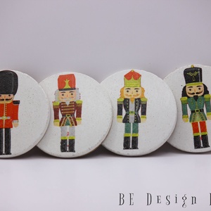 Karácsonyi huszár fehér beton poháralátét szett - karácsony - karácsonyi lakásdekoráció - ünnepi asztaldekoráció - Meska.hu