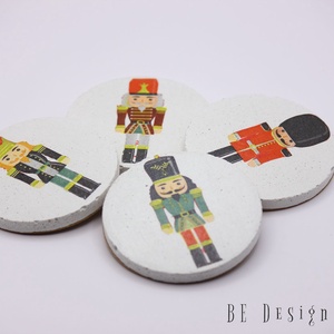 Karácsonyi huszár fehér beton poháralátét szett - karácsony - karácsonyi lakásdekoráció - ünnepi asztaldekoráció - Meska.hu