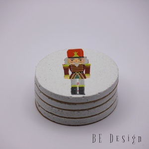 Karácsonyi huszár fehér beton poháralátét szett - karácsony - karácsonyi lakásdekoráció - ünnepi asztaldekoráció - Meska.hu