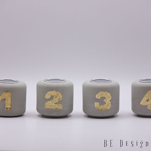 Beton adventi 4-es gyertyatartó szett - karácsony - adventi díszek - adventi gyertyadíszek és koszorúdíszek - Meska.hu