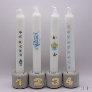 Beton adventi 4-es gyertyatartó szett - karácsony - adventi díszek - adventi gyertyadíszek és koszorúdíszek - Meska.hu