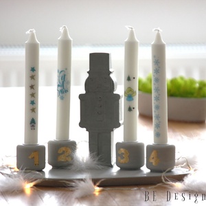 Beton adventi 4-es gyertyatartó szett - karácsony - adventi díszek - adventi gyertyadíszek és koszorúdíszek - Meska.hu