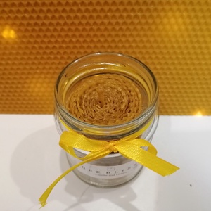 Hengerelt méhviasz gyertya üvegben - otthon & életmód - gyertya, illat, aroma - gyertya - Meska.hu