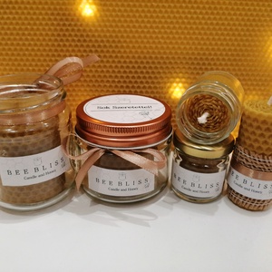 Méhviasz gyertya csomag üveges - otthon & életmód - gyertya, illat, aroma - gyertya - Meska.hu