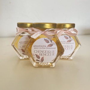 Mézes Esküvői Köszönetajándék/Köszönőajándék - Álló hexagon - 50 ml - esküvő - emlék & ajándék - köszönőajándék - Meska.hu