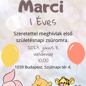 Születésnapi meghívó Micimackó - Meska.hu