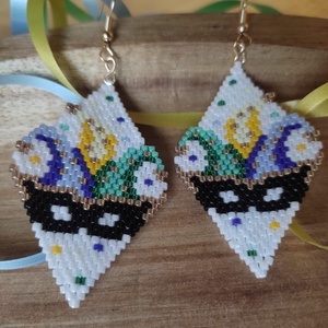 Itt a farsang, áll a bál fülbevaló - ékszer - fülbevaló - lógó fülbevaló - Meska.hu