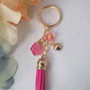 Pink rózsás kulcstartó, Táska & Tok, Kulcstartó & Táskadísz, Kulcstartó, Mindenmás, MESKA