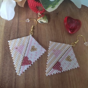 Candy Love fülbevaló, Ékszer, Fülbevaló, Lógó fülbevaló, Gyöngyfűzés, gyöngyhímzés, MESKA