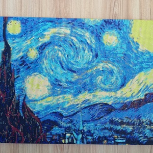 Vincent Van Gogh - Csillagos éj - gyémántszemes kép kerettel, Otthon & Életmód, Dekoráció, Kép & Falikép, Mozaik kép, Mozaik, MESKA