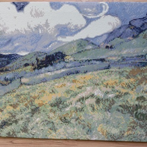 Vincent van Gogh - Búzamező hegyekkel - gyémántszemes kirakó kerettel, Otthon & Életmód, Dekoráció, Kép & Falikép, Mozaik kép, Mozaik, MESKA