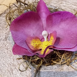 agyag orchidea fél kókuszdióban - otthon & életmód - dekoráció - asztal és polc dekoráció - asztaldísz - Meska.hu