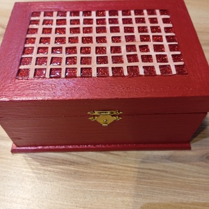 rubint ékszertartó doboz, Ékszer, Ékszertartó, Ékszerdoboz, Mozaik, Festett tárgyak, MESKA