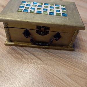 antik arany ékszertartó doboz, Ékszer, Ékszertartó, Ékszerdoboz, Mozaik, Festett tárgyak, MESKA