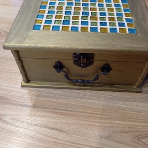 antik arany ékszertartó doboz, Ékszer, Ékszertartó, Ékszerdoboz, Mozaik, Festett tárgyak, MESKA