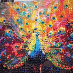 Színekben pompázó páva - gyémántszemes kép, Otthon & Életmód, Dekoráció, Kép & Falikép, Mozaik kép, Mozaik, MESKA