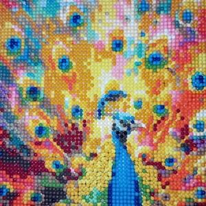 Színekben pompázó páva - gyémántszemes kép - otthon & életmód - dekoráció - kép & falikép - mozaik kép - Meska.hu