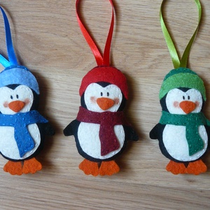 Filc pingvin karácsonyfadísz  - Meska.hu