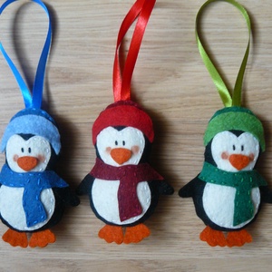 Filc pingvin karácsonyfadísz  - Meska.hu