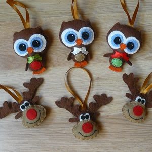 Karácsonyfadíszek (rénszarvas, bagoly) - Meska.hu