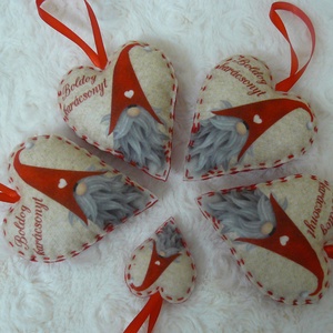 Manó mintás filc szívek - Meska.hu