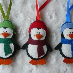 Filc pingvin karácsonyfadísz - Meska.hu