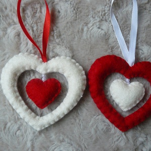 Filc szívek piros-fehér -  - Meska.hu