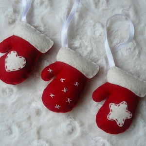 Filc kesztyű karácsonyfadísz - Meska.hu