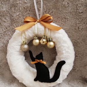 Cicás karácsonyi kopogtató, ajtódísz - Meska.hu