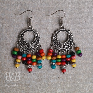 Bohó fülbevaló - színes - ékszer - fülbevaló - lógó fülbevaló - Meska.hu