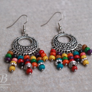 Bohó fülbevaló - színes - ékszer - fülbevaló - lógó fülbevaló - Meska.hu