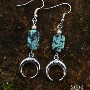 Türkiz újhold fülbevaló - Meska.hu