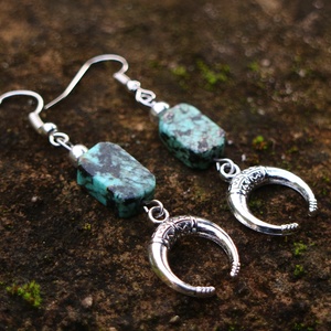 Türkiz újhold fülbevaló - ékszer - fülbevaló - lógó fülbevaló - Meska.hu