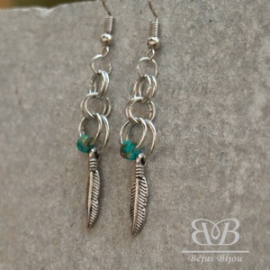 Minimalista madártoll fülbevaló - ékszer - fülbevaló - lógó fülbevaló - Meska.hu