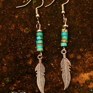  Madártoll fülbevaló - kék jáspis - ékszer - fülbevaló - lógó fülbevaló - Meska.hu