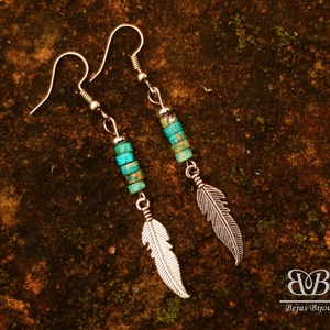  Madártoll fülbevaló - kék jáspis - ékszer - fülbevaló - lógó fülbevaló - Meska.hu