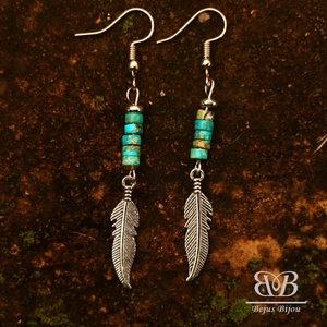  Madártoll fülbevaló - kék jáspis, Ékszer, Fülbevaló, Lógó fülbevaló, Ékszerkészítés, MESKA