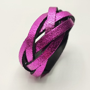Bőr karkötő, Magenta, Ékszer, Karkötő, Fonott karkötő, , MESKA