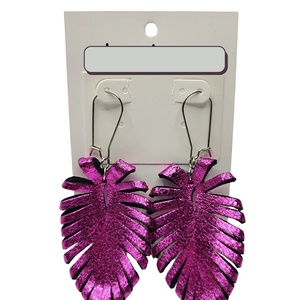 Bőr fülbevaló, Magenta, Ékszer, Fülbevaló, Lógó fülbevaló, , MESKA