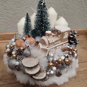 Őzikés vonatos adventi koszorú  - karácsony - adventi díszek - adventi koszorú - Meska.hu