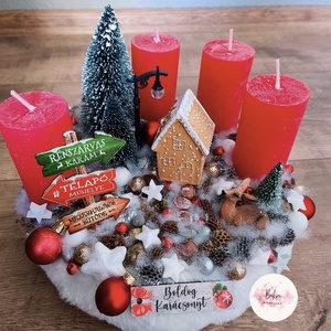 Mézeskalács házikó adventi koszorú , Karácsony, Adventi díszek, Adventi koszorú, , MESKA