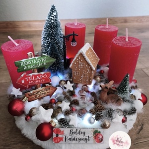 Mézeskalács házikó adventi koszorú  - karácsony - adventi díszek - adventi koszorú - Meska.hu