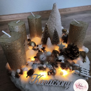 Arany őzikés adventi koszorú  - karácsony - adventi díszek - adventi koszorú - Meska.hu