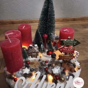 Karácsonyi falu adventi koszorú  - karácsony - adventi díszek - adventi koszorú - Meska.hu
