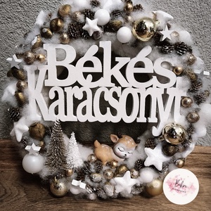 Arany őzikés karácsonyi kopogtató  - karácsony - karácsonyi lakásdekoráció - karácsonyi ajtódíszek - Meska.hu