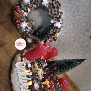 Karácsonyi falu adventi kopogtató, Karácsony, Adventi díszek, Adventi ajtódísz, Mindenmás, MESKA
