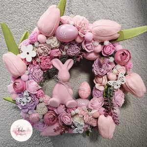 Tavaszi kopogtató - Nyuszka Rózsaszín , Otthon & Életmód, Dekoráció, Ajtó- és ablak dekoráció, Ajtódísz & Kopogtató, Mindenmás, MESKA